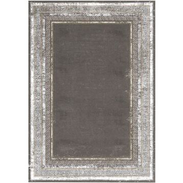 Çam Halı Gloria TD67303 Gri Art Deco Versace Desen Dokuma Saçaklı Kilim