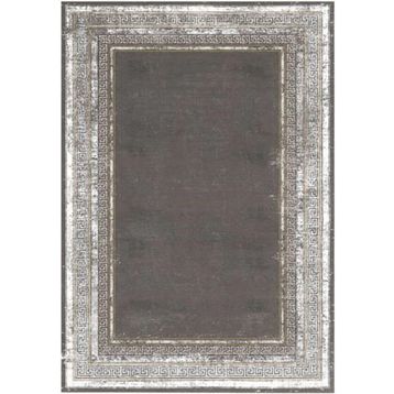 Çam Halı Gloria TD67303 Gri Art Deco Versace Desen Dokuma Saçaklı Kilim