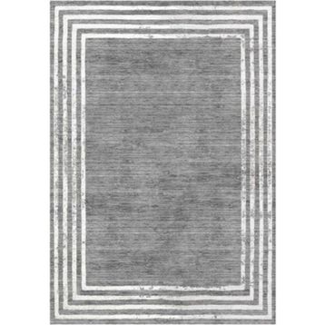 Çam Halı Gloria TD716 Gri Art Deco Modern Desen Dokuma Saçaklı Kilim