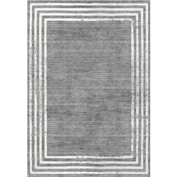Çam Halı Gloria TD716 Gri Art Deco Modern Desen Dokuma Saçaklı Kilim