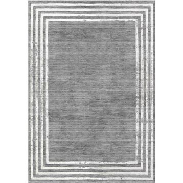 Çam Halı Gloria TD716 Gri Art Deco Modern Desen Dokuma Saçaklı Kilim