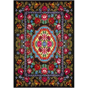 Çam Halı Gloria TD726 Siyah Karabağ Desen Dokuma Saçaklı Kilim