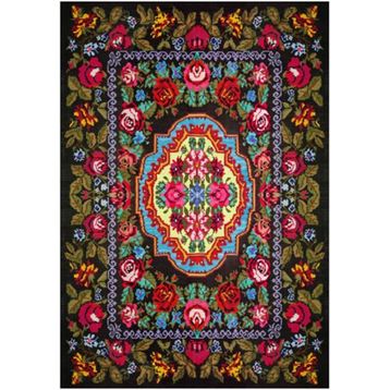 Çam Halı Gloria TD726 Siyah Karabağ Desen Dokuma Saçaklı Kilim