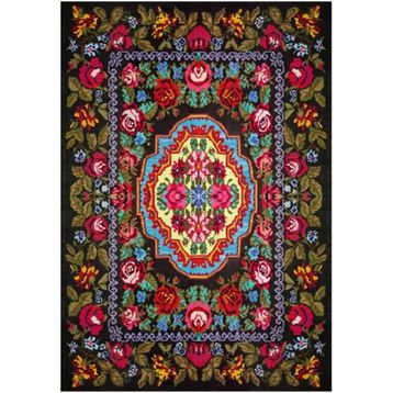 Çam Halı Gloria TD726 Siyah Karabağ Desen Dokuma Saçaklı Kilim