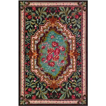 Çam Halı Gloria TD731 Siyah Karabağ Desen Dokuma Saçaklı Kilim