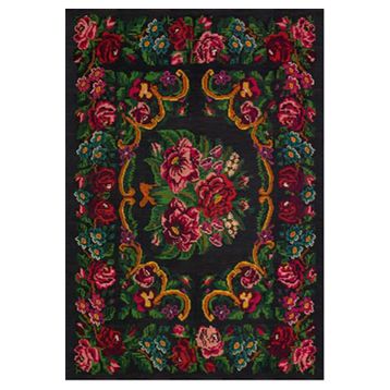 Çam Halı Gloria TD732 Siyah Karabağ Desen Dokuma Saçaklı Kilim
