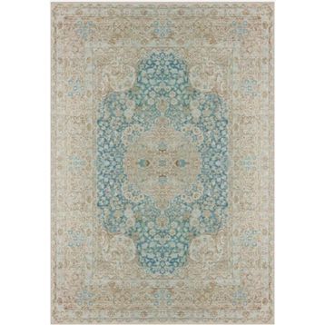 Çam Halı Gloria TD752 Mavi Klasik Desen Dokuma Saçaklı Kilim