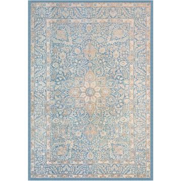Çam Halı Gloria TD753 Mavi Klasik Desen Dokuma Saçaklı Kilim