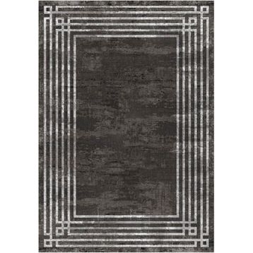 Çam Halı Gloria TD954 Siyah Art Deco Modern Desen Dokuma Saçaklı Kilim