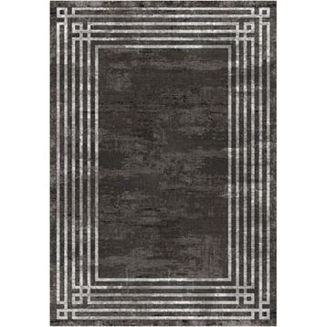 Çam Halı Gloria TD954 Siyah Art Deco Modern Desen Dokuma Saçaklı Kilim