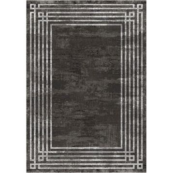 Çam Halı Gloria TD954 Siyah Art Deco Modern Desen Dokuma Saçaklı Kilim