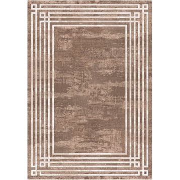 Çam Halı Gloria TD95401 Kahverengi Art Deco Modern Desen Dokuma Saçaklı Kilim