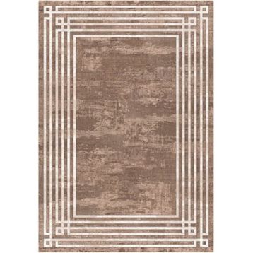 Çam Halı Gloria TD95401 Kahverengi Art Deco Modern Desen Dokuma Saçaklı Kilim