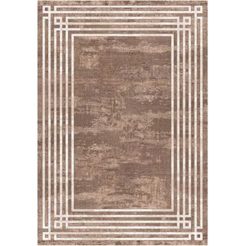 Çam Halı Gloria TD95401 Kahverengi Art Deco Modern Desen Dokuma Saçaklı Kilim