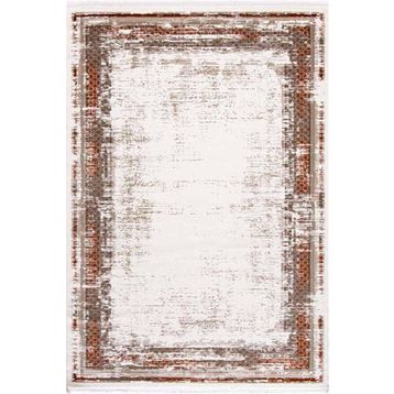 Çam Halı Lizbon 4502 Taba Enti Halı Modern Eskitme Desenli Makine Halısı