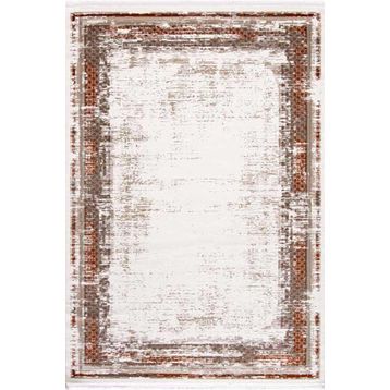 Çam Halı Lizbon 4502 Taba Enti Halı Modern Eskitme Desenli Makine Halısı