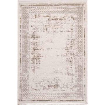 Çam Halı Lizbon 4503 Vizon 80x300 cm Enti Halı Modern Eskitme Desenli Makine Halısı