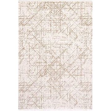 Çam Halı Lizbon 4505 Vizon 100x300 cm Enti Halı Modern Eskitme Desenli Makine Halısı