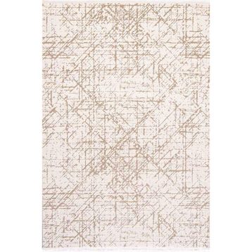 Çam Halı Lizbon 4505 Vizon 80x150 cm Enti Halı Modern Eskitme Desenli Makine Halısı