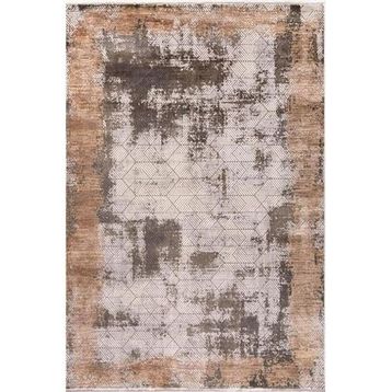 Çam Halı Naturel 1708 Gri Vizon 80x300 cm Romans Halı Modern Eskitme Desenli Makine Halısı