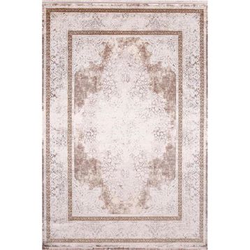 Çam Halı Naturel 1712 Kahverengi 100x200 cm Romans Halı Klasik Eskitme Desenli Makine Halısı