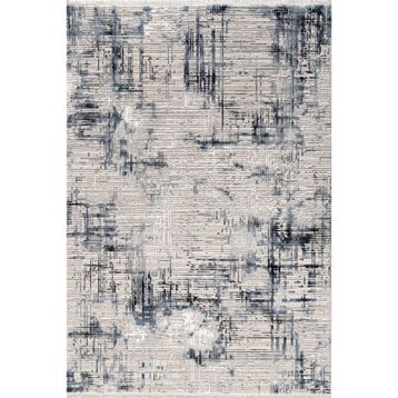 Çam Halı Norm 6214 Mavi 100x300 cm Romans Halı Modern Desenli Makine Halısı