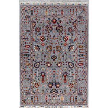 Çam Halı Sultani 805 Gri Yün ve Bambu ile Özel Tezgahlarda Üretilen Otantik Desenli El Emeği Modern Halı