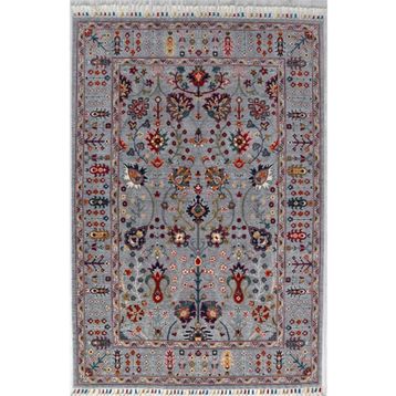 Çam Halı Sultani 805 Gri Yün ve Bambu ile Özel Tezgahlarda Üretilen Otantik Desenli El Emeği Modern Halı