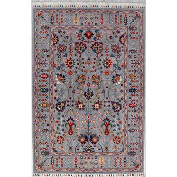 Çam Halı Sultani 805 Gri Yün ve Bambu ile Özel Tezgahlarda Üretilen Otantik Desenli El Emeği Modern Halı