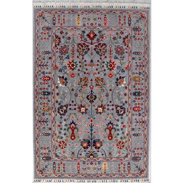 Çam Halı Sultani 805 Gri Yün ve Bambu ile Özel Tezgahlarda Üretilen Otantik Desenli El Emeği Modern Halı