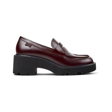 Camper Milah K201425-030 Bordo Deri Kadın Makosen Loafer Ayakkabı