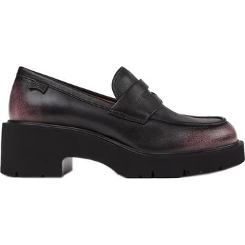 Camper Milah K201425-033 Siyah-Pembe Deri Kadın Makosen Loafer Ayakkabı
