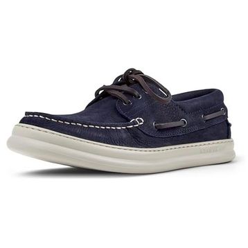 Camper Runner K101073-006 Mavi Nubuk Deri Erkek Makosen Loafer Ayakkabı
