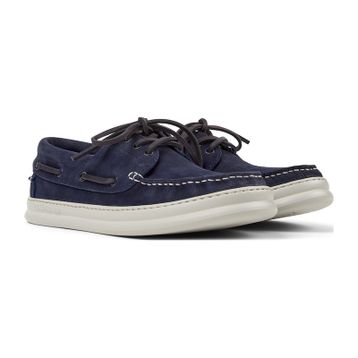 Camper Runner K101073-006 Mavi Nubuk Deri Erkek Makosen Loafer Ayakkabı