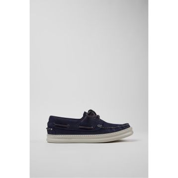 Camper Runner K101073-006 Mavi Nubuk Deri Erkek Makosen Loafer Ayakkabı