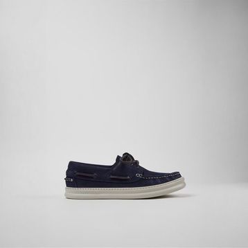 Camper Runner K101073-006 Mavi Nubuk Deri Erkek Makosen Loafer Ayakkabı