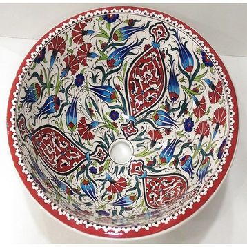 Can Seramik El Boyaması Kütahya Çini Lavabo