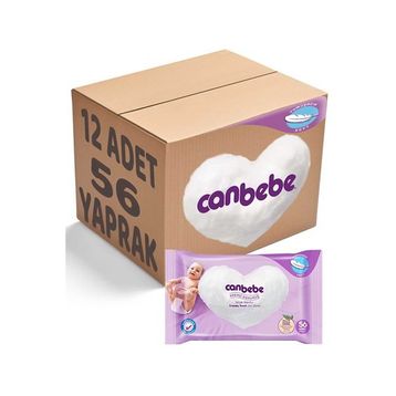 Canbebe Kremsi Dokunuş 12'li 672 Yaprak Islak Havlu Mendil Seti