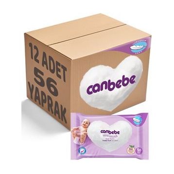 Canbebe Kremsi Dokunuş 12'li 672 Yaprak Islak Havlu Mendil Seti