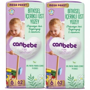 Canbebe No:6 XLarge 124 Adet Bebek Bezi