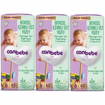 Canbebe No:6 XLarge 186 Adet Bebek Bezi