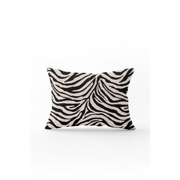 Cango Home CGH348-3550 Çift Tarafı Baskılı Siyah Bej Zebra Desenli Dijital Baskı Kırlent Yastık Kılıfı