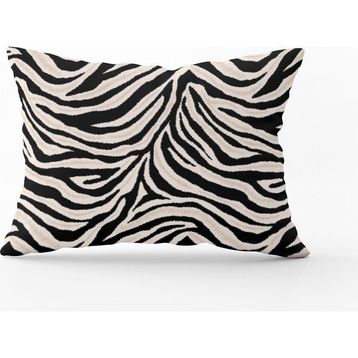Cango Home CGH348-3550 Çift Tarafı Baskılı Siyah Bej Zebra Desenli Dijital Baskı Kırlent Yastık Kılıfı