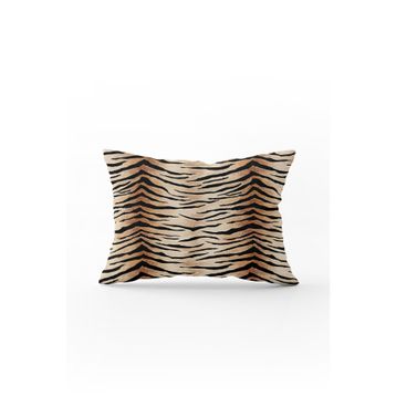 Cango Home CGH366-3550 Çift Tarafı Baskılı Kahverengi Siyah Zebra Desenli Dijital Baskı Kırlent Yastık Kılıfı