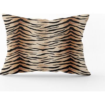 Cango Home CGH366-3550 Çift Tarafı Baskılı Kahverengi Siyah Zebra Desenli Dijital Baskı Kırlent Yastık Kılıfı