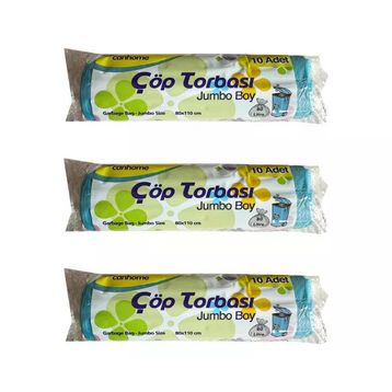 Canhome 10 Adetlik 3 Rulo Jumbo Boy Mavi 210 gr 80x110 cm 80 lt Çöp Torbası Poşeti