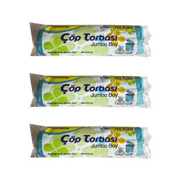 Canhome 10 Adetlik 3 Rulo Jumbo Boy Mavi 210 gr 80x110 cm 80 lt Çöp Torbası Poşeti