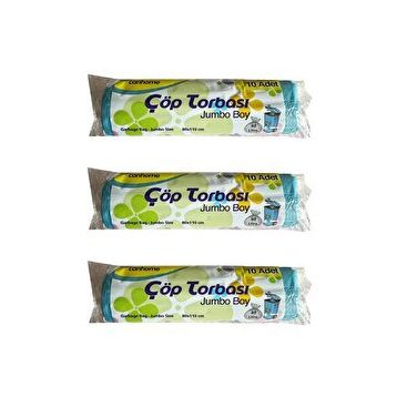 Canhome 10 Adetlik 3 Rulo Jumbo Boy Mavi 210 gr 80x110 cm 80 lt Çöp Torbası Poşeti