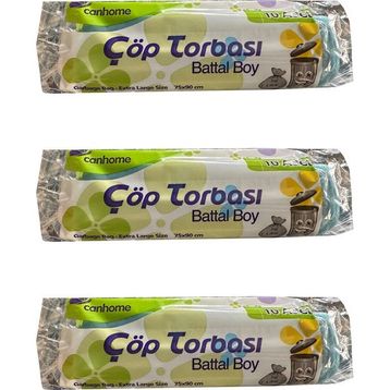 Canhome 10 Adetlik 3 Rulo Mavi Büyük Boy Battal 75x90 cm 30 lt Cop Poşeti