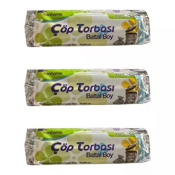 Canhome 10 Adetlik 3 Rulo Mavi Büyük Boy Battal 75x90 cm 30 lt Cop Poşeti